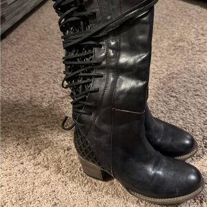 Freebird Black Lace-Up Leather Boots